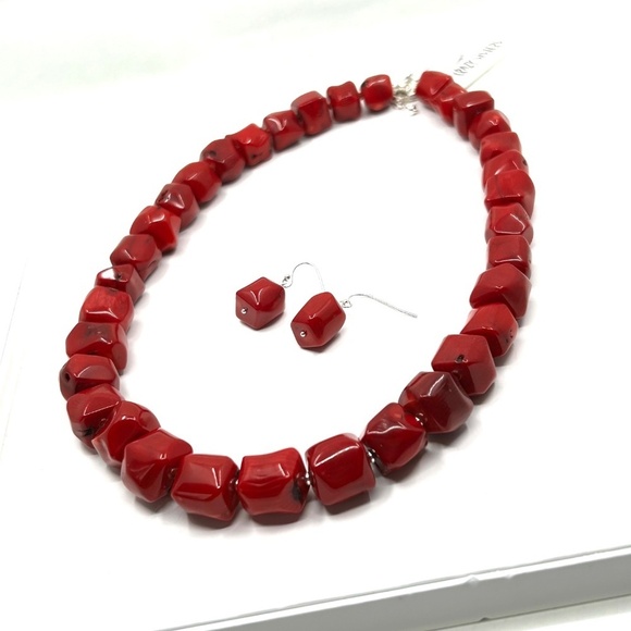 HANDMADE Sea Bamboo Nugget Necklace and Earrings with Sterling Silver NWT - Picture 4 of 17